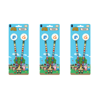 3PK Animal Crossing Themed Villager Squares Pencils & Toppers Stationary Set