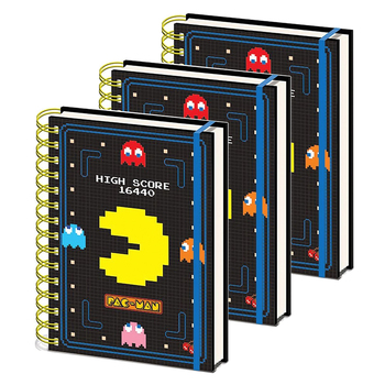 3PK Gaming Pac-Man Video Game Themed High Score A5 Notebook