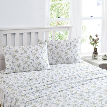 Laura Ashley King Le Fleur Sheet Set Cottage Blue