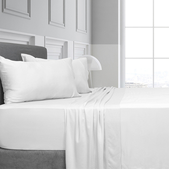 Algodon Queen Bed Fitted Sheet w/ 2x Pillowcases Set - White