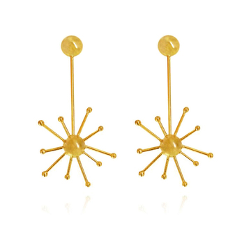 Culturesse Soleste 8cm 24K Sun Drop Earrings For Pierced Ears - Gold