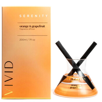 Serenity Vivid Glass Diffuser In Box Orange & Grapefruit 200ml