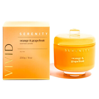 Serenity Vivid Glass Candle In Box Orange & Grapefruit 230g