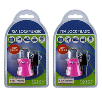 2PK Tosca TSA Approved Luggage Bag Lock With Keys - Pink