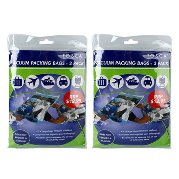 2x 3pc Tosca Vacuum Sealed Travel Compressed Packing Bags