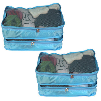 2x 2pc Tosca Large Travel Packing Cube Storage Bags - Aqua