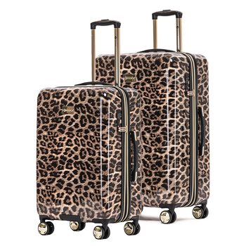 2pc Tosca Leopard 25"/29" Checked Trolley Luggage Travel Suitcase Md/Lg