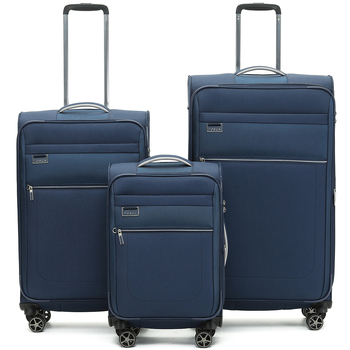 3pc Tosca Vega 21" Carry On 28/32" Trolley Case Set - Navy Suitcase Luggage