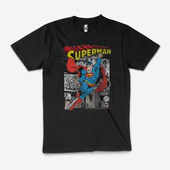 Superman DC Superhero Cartoon Man Of Steel T-Shirt Black Size 2XL