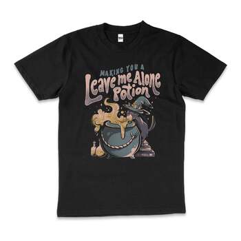 Leave Me Alone Potion Funny Anti-Social Cotton T-Shirt Black Size 2XL