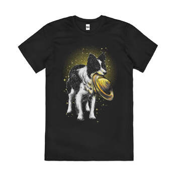 Too Far Away Dog Fetch Game Collie Cotton T-Shirt Black Size 2XL