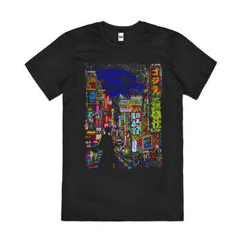 Kaiju City Tokyo Cool Street Art Urban Cotton T-Shirt Black Size 2XL