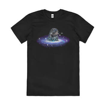 Otter Space Galaxy Animal Stars Sci-Fi Cotton T-Shirt Black Size 2XL