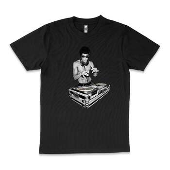 DJ Bruce Lee Movie Wing Chung Karate Cotton T-Shirt Black Size 2XL