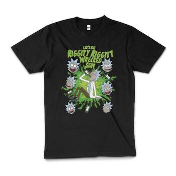 Rick And Morty Riggity Riggity Wrecked Cotton T-Shirt Black Size 2XL