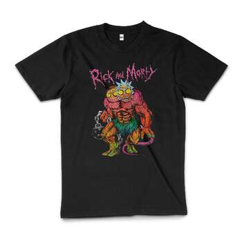 Rick And Morty Monsters Funny Cartoon Cotton T-Shirt Black Size 2XL