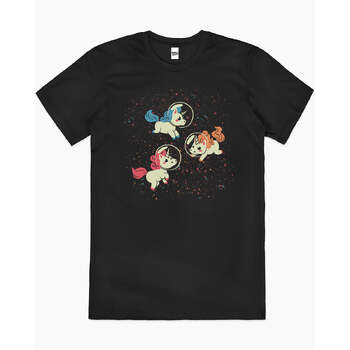 Space Unicorn Dance Solar System Stars Cotton T-Shirt Black Size 2XL