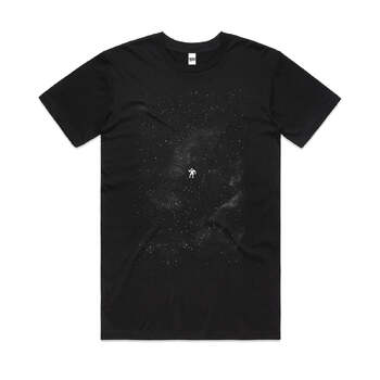 Astronaut Space Exploration Stars Moon Cotton T-Shirt Black Size 2XL