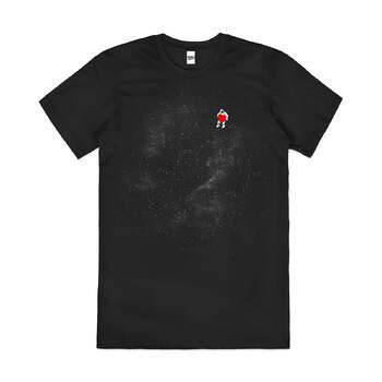 Love Space Astronaut Heart Star Planets Cotton T-Shirt Black Size 2XL