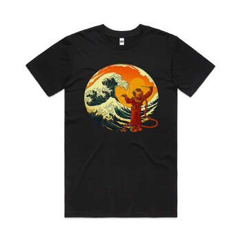 Maestro of the Sea Japanese Great Wave Cotton T-Shirt Black Size 2XL