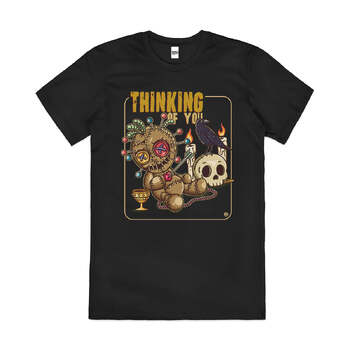 Thinking of You Voodoo Doll Dark Magic Cotton T-Shirt Black Size 2XL