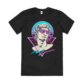 Vapour Swag 80s Inspired Neon Design Cotton T-Shirt Black Size 2XL