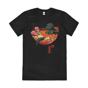 Spicy Lava Ramen King Noodles Kaiju Cotton T-Shirt Black Size 2XL