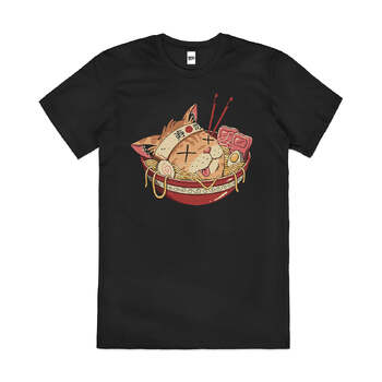 Ramen Catabuki Japanese Noodles Soup Cotton T-Shirt Black Size 2XL