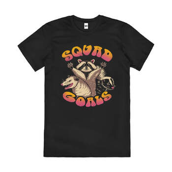 Forbidden Squad Funny Raccoon Slogan Cotton T-Shirt Black Size 2XL