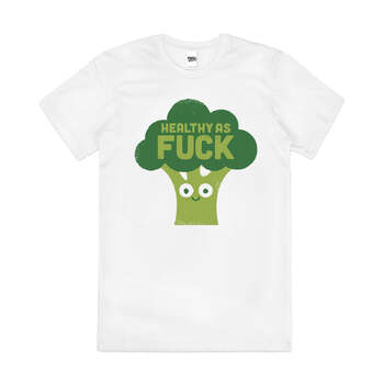 Healthy Broccoli Food Vegan Rude Slogan Cotton T-Shirt White Size 2XL