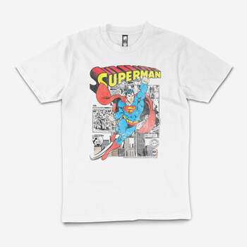 Superman Logo DC Comics Superhero Man Of Steel T-Shirt White Size 2XL