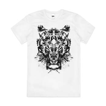 Roarschach Artsy Lion Artistic Sketch Cotton T-Shirt White Size 2XL