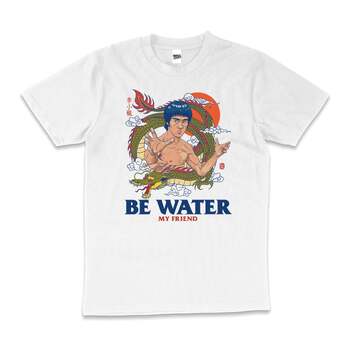 Bruce Lee Be Water Kung Fu Motivational Cotton T-Shirt White Size 2XL