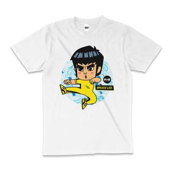 Bruce Lee Toon Kung Fu Fighting Funny Cotton T-Shirt White Size 2XL