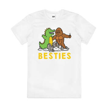 Besties Parody Fun Monster Kaiju Retro Cotton T-Shirt White Size 2XL