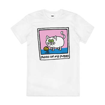 Photo of My Pussy Funny Dad Joke Cat Cotton T-Shirt White Size 2XL