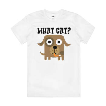 What Cat Funny Dog Cat Fight Pet Cute Cotton T-Shirt White Size 2XL