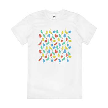 Cats Cats Cats Colourful Kitten Arsty Cotton T-Shirt White Size 2XL