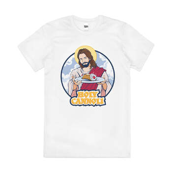 Holy Cannoli Funny Jesus Parody Slogan Cotton T-Shirt White Size 2XL