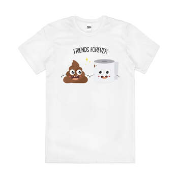 Poo & Toilet Paper Bathroom Humour Cotton T-Shirt White Size 2XL