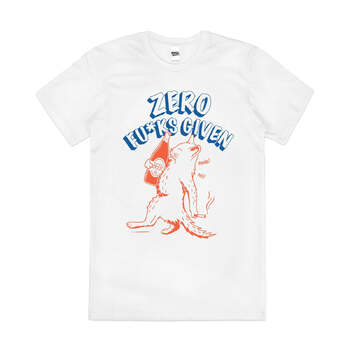 Zero F*cks Given Funny Rude Cat Slogan Cotton T-Shirt White Size 2XL