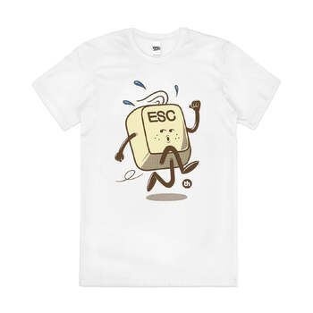 Escape Key Funny Keyboard ESC Geek Nerd Cotton T-Shirt White Size 2XL