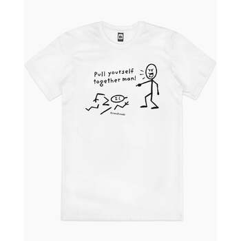 Pull Yourself Together Man Funny Slogan Cotton T-Shirt White Size 2XL