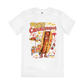 Always Use a Condiment Funny Sex Pun Cotton T-Shirt White Size 2XL