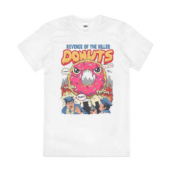 Revenge of the Killer Donuts Snack Cotton T-Shirt White Size 2XL