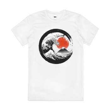 The Great Wave Of Kanagawa Retro Style Cotton T-Shirt White Size 2XL