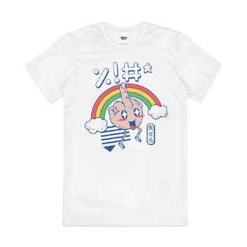 Kawaii as F_ck Rude Rainbow Bird Funny Cotton T-Shirt White Size 2XL