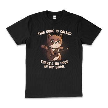 Cat Song Funny Kitten Slogan Food Cute Cotton T-Shirt Black Size 3XL