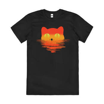 Suncat Sun Cat Shimmering Sunset Artsy Cotton T-Shirt Black Size 3XL