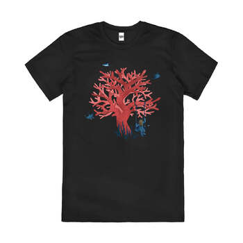 Coral Swing Nature Reef Ocean Diver Cotton T-Shirt Black Size 3XL